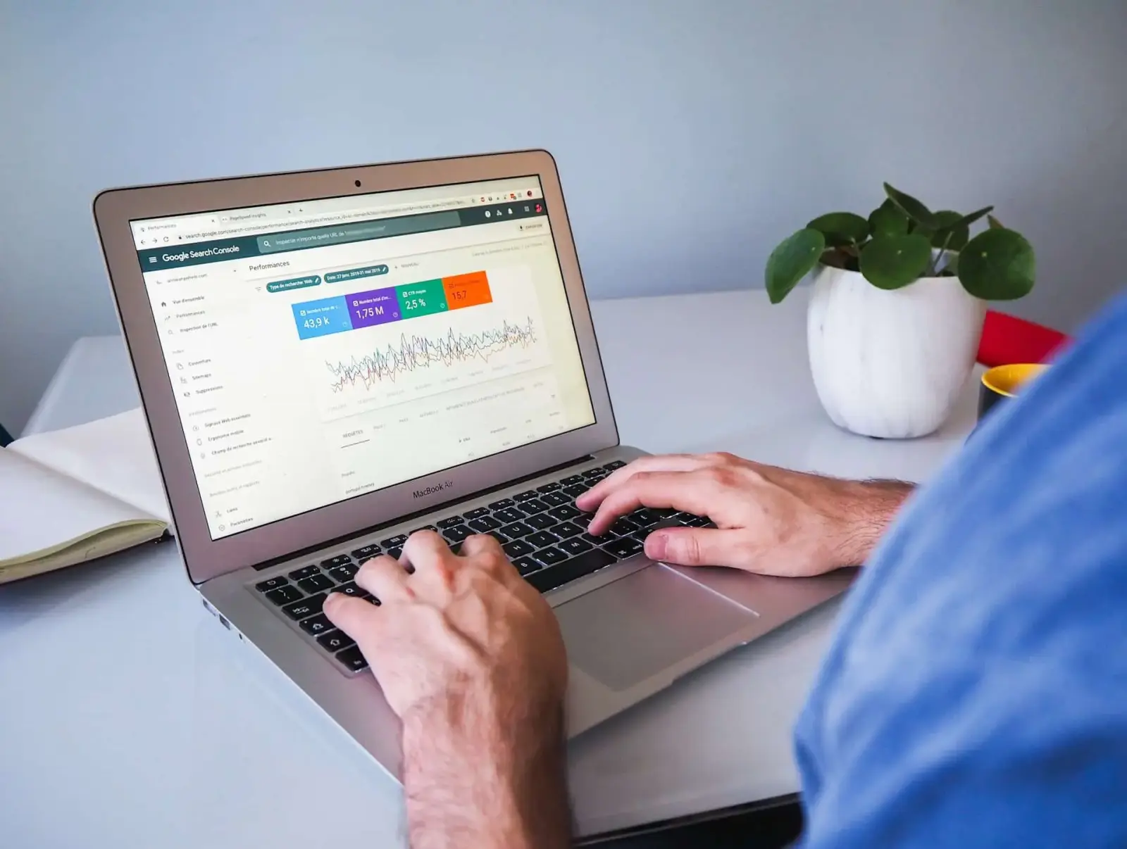 person reading google search console using a laptop