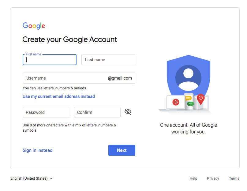how to create a google account for new youtube channel