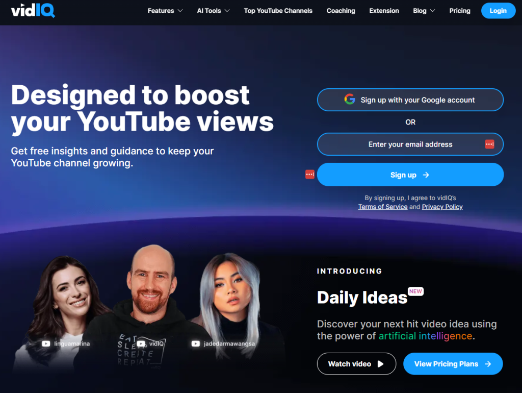 growing youtube channels with VIDIQ