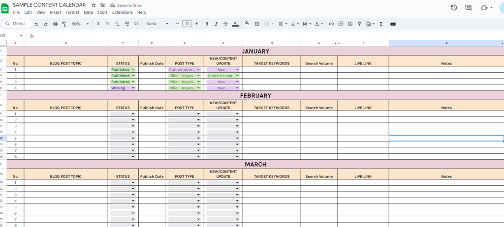 B2B BLOGGING CALENDAR