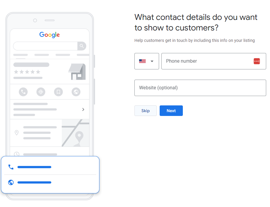 add your contact details on your google my business
