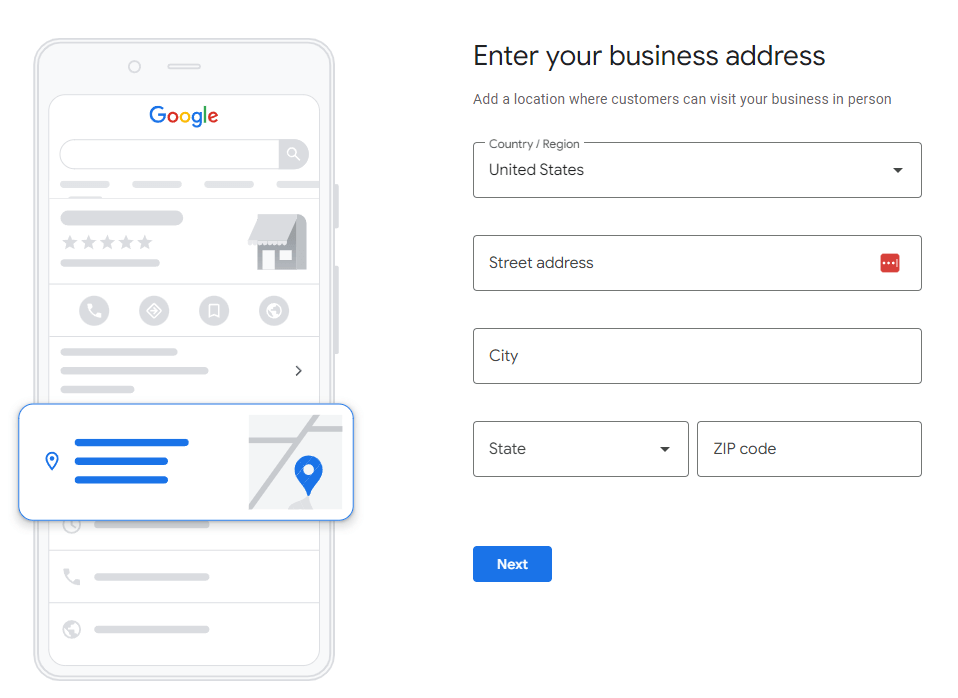 adding your address on google my business