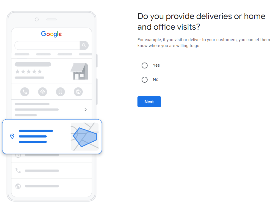google my business service area