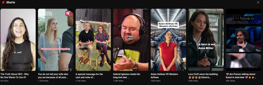 youtube search results for shorts