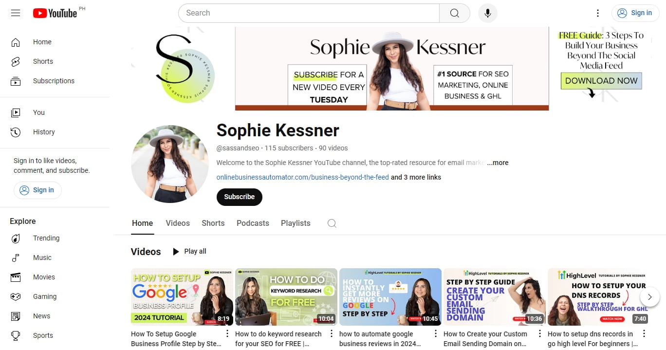 YouTube-channel-of-Sophie-Kessner