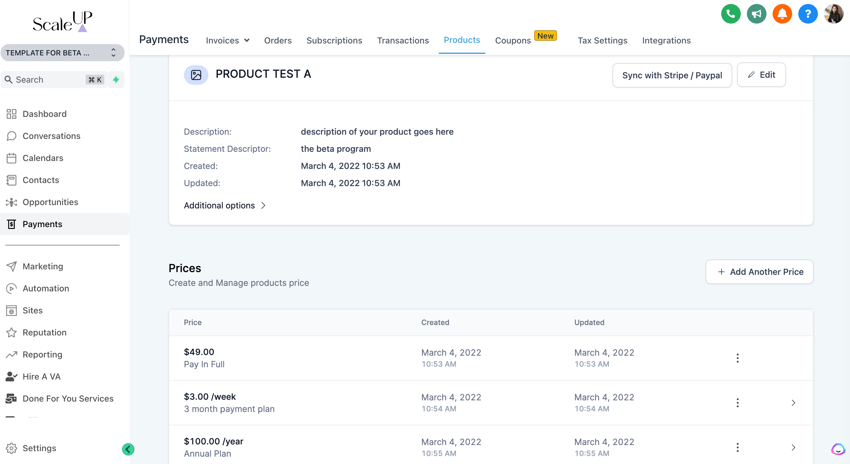 OBA Products offer multiple payment options