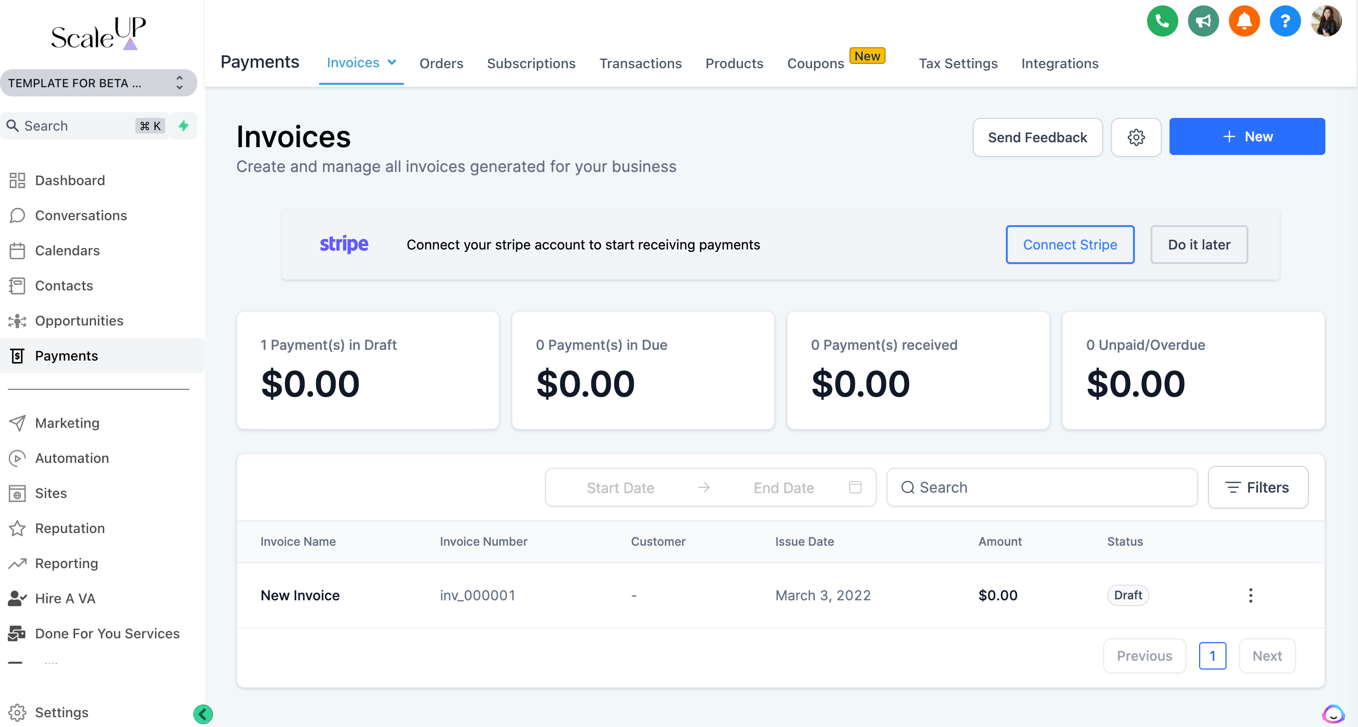 OBA Payments Dashboard