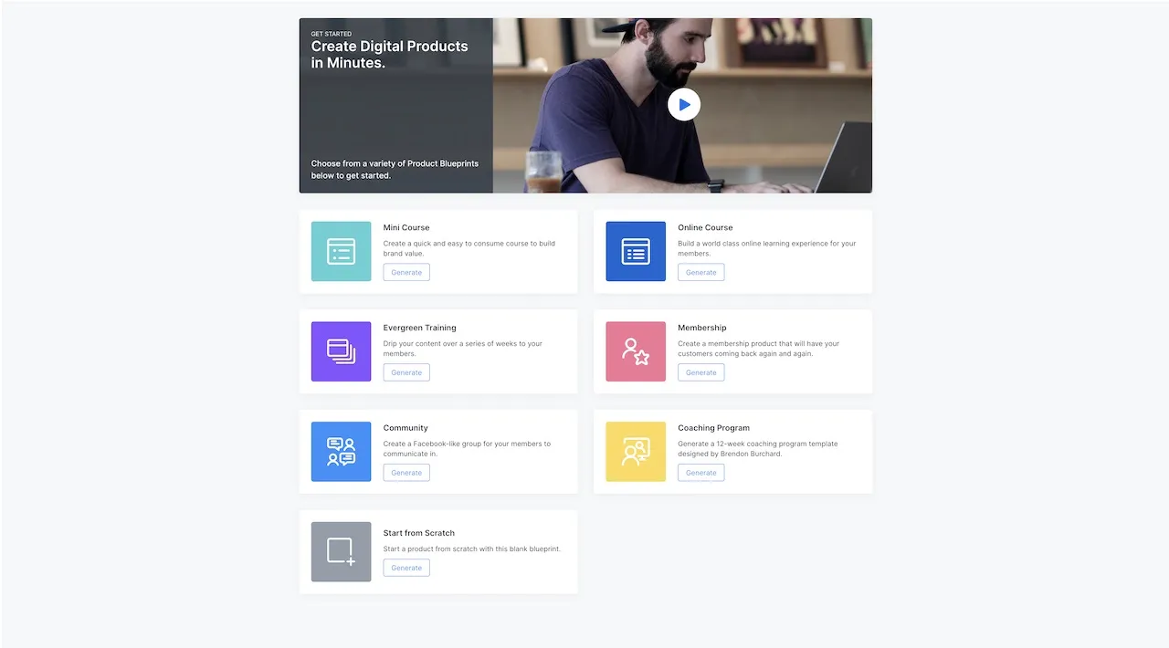Kajabi Courses and Products Dashboard