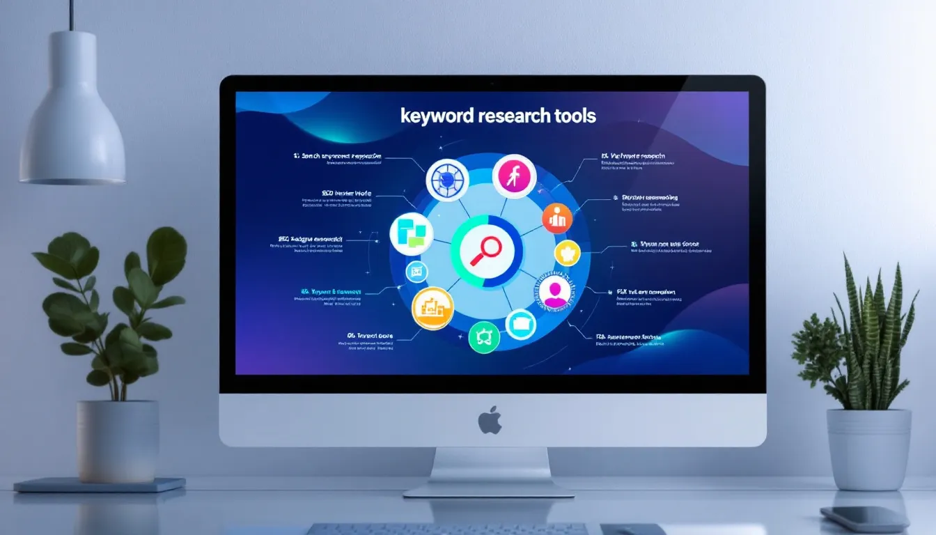 A collection of keyword research tools displayed on a computer screen.