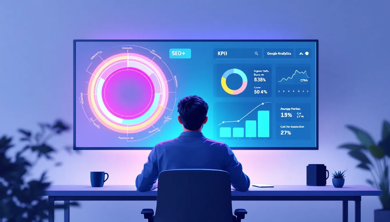 A person analyzing SEO performance metrics using Google Analytics.