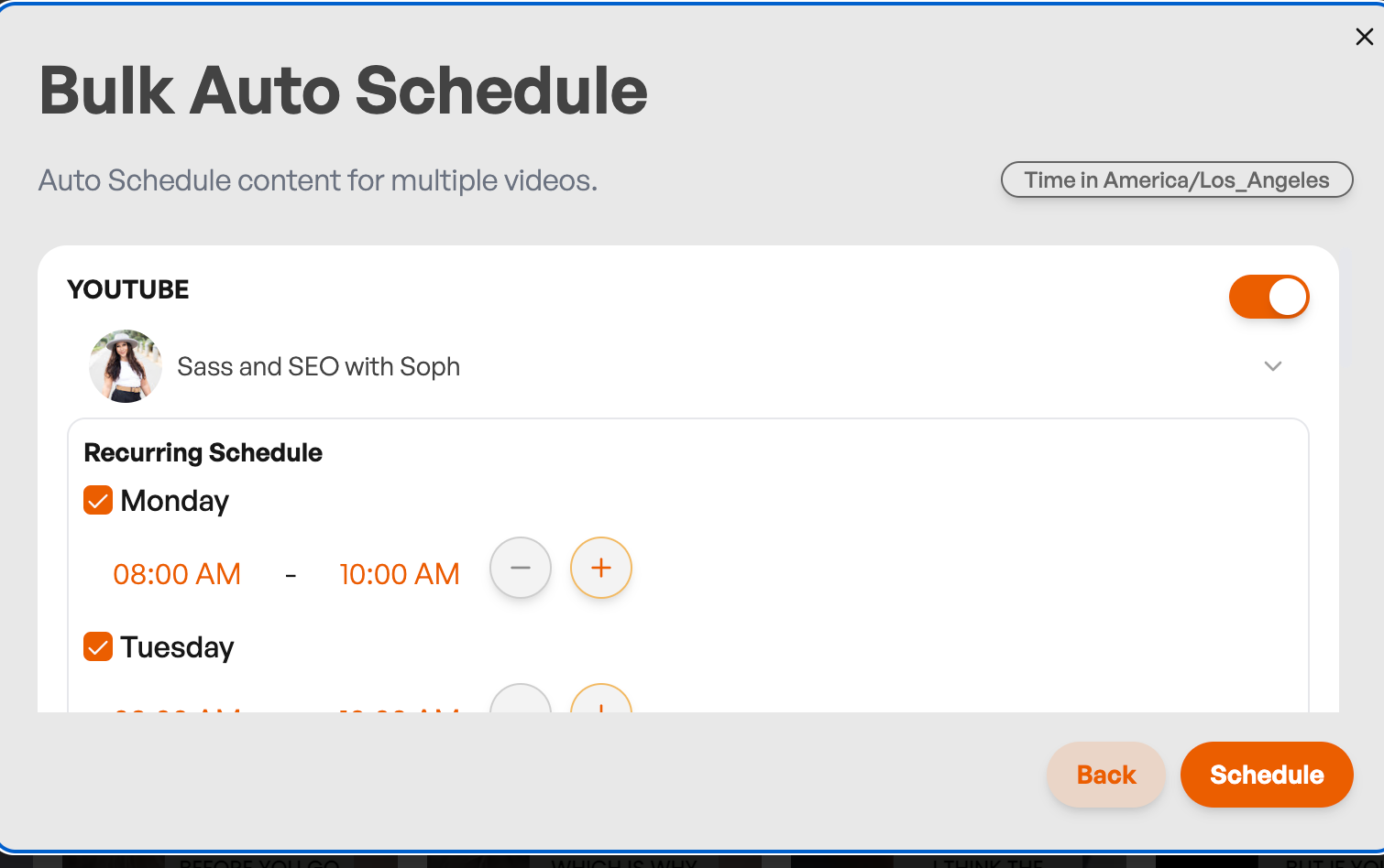 bulk schedule your shorts across multiple platforms in just a few clicks